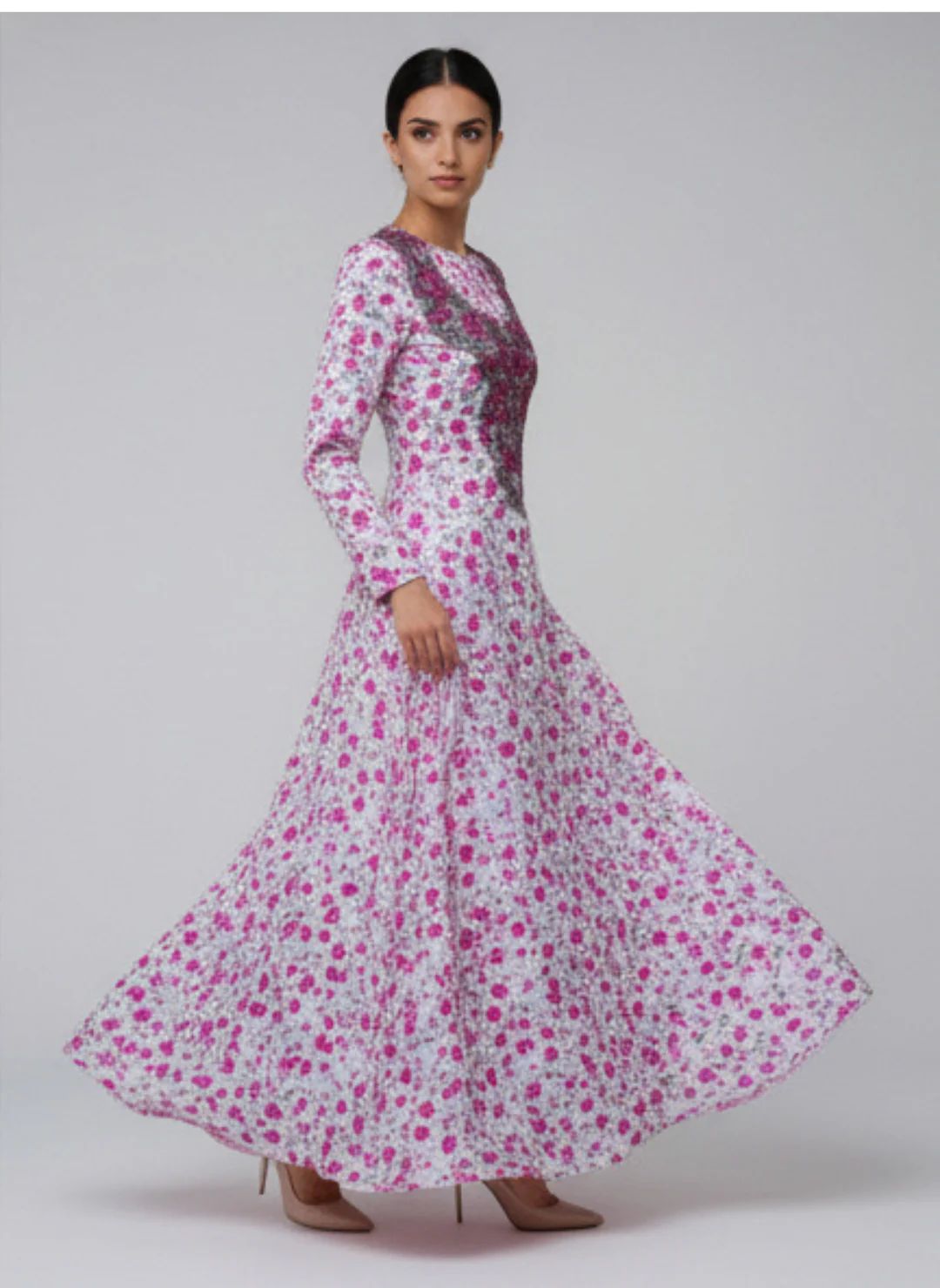 Elegant Floral Embroidered Mukhawar -White & Pink  (C5)
