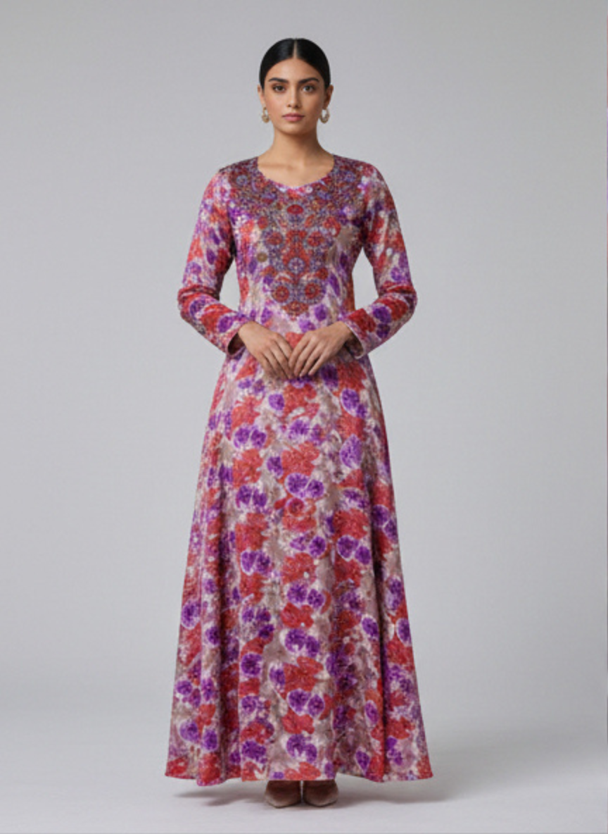 Luxury Embroidered Cotton Mukhawar with shaila (B1 R,P)