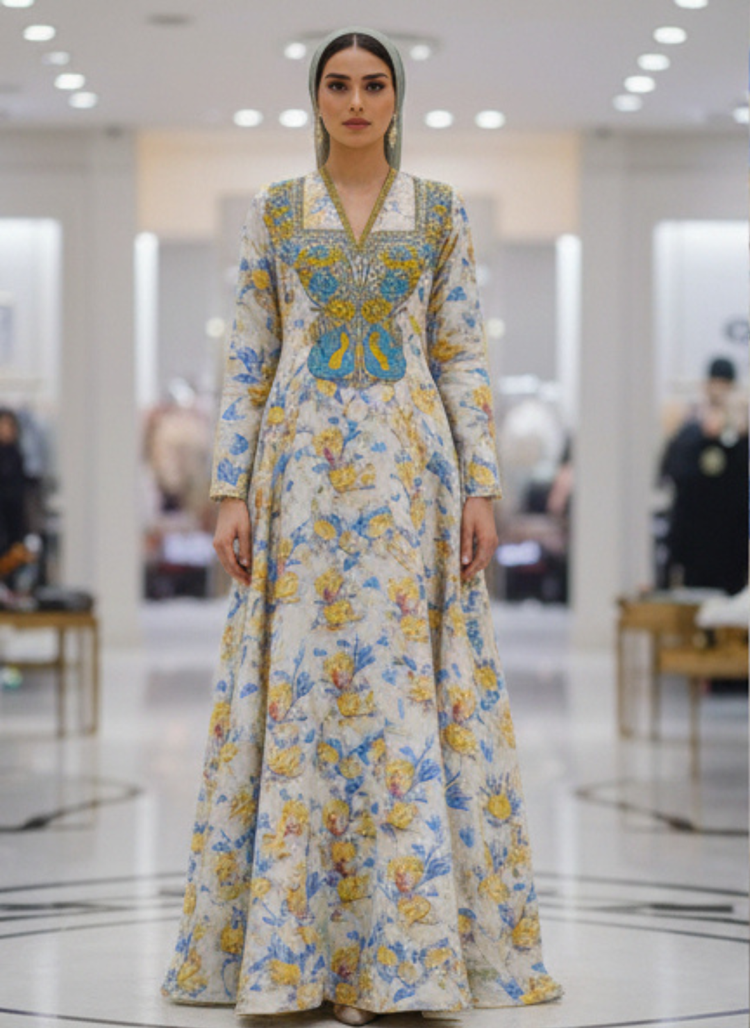 Luxury Embroidered Cotton Mukhawar with shaila (B6)