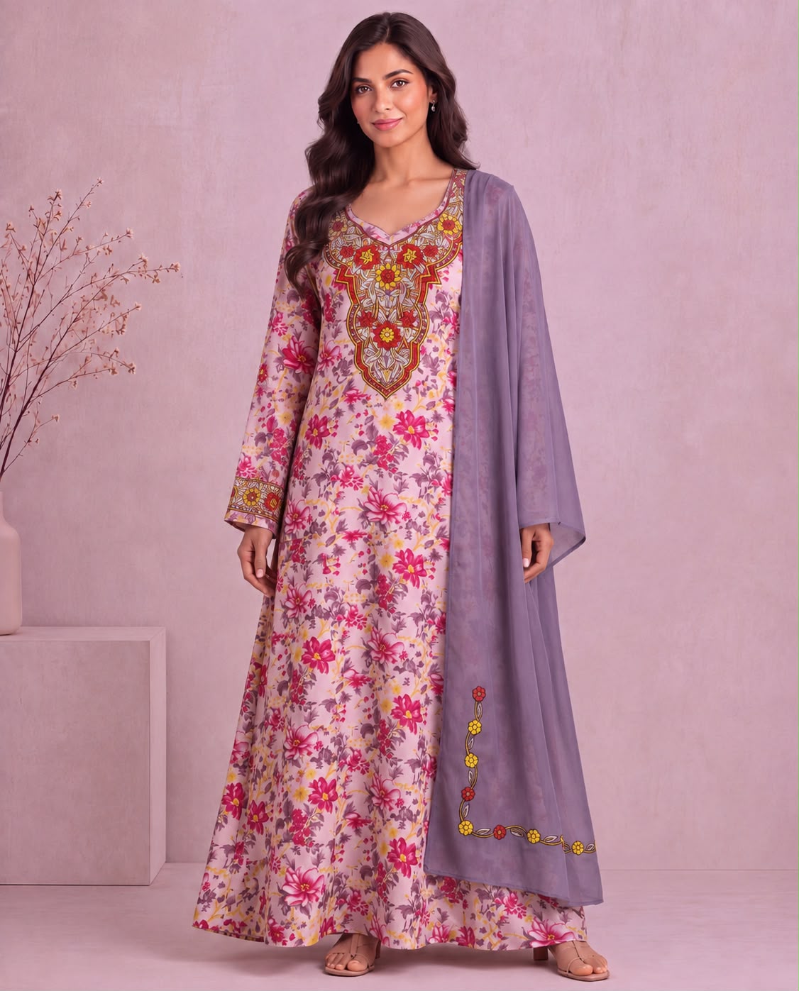 Yasmeen Al Khaleej Mukhawar With Shela - Rose Pink – B 3