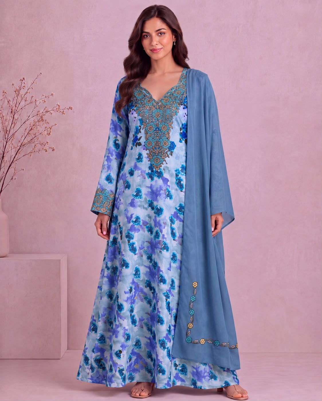Yasmeen Al Khaleej Mukhawar With Shela - Ice Blue – B 2
