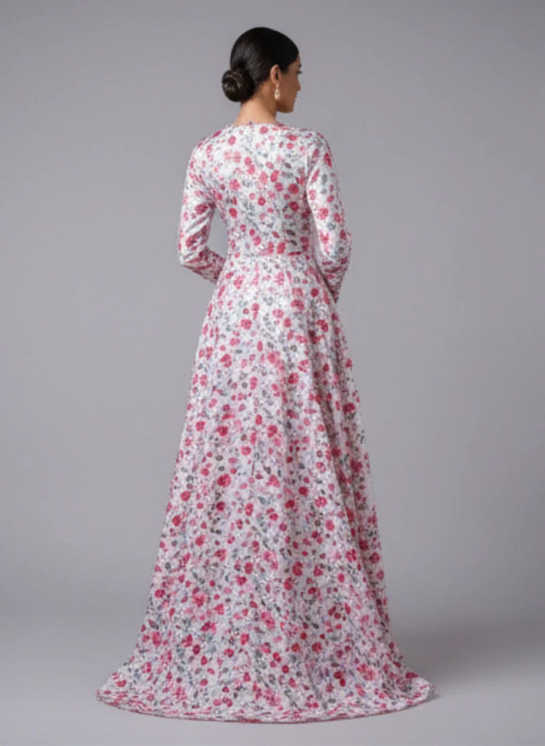 Elegant Floral Embroidered Mukhawar -White & Pink  (C5)