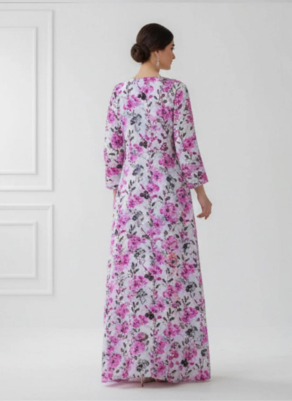 Elegant Floral Embroidered Mukhawar -White & Pink  (C4)