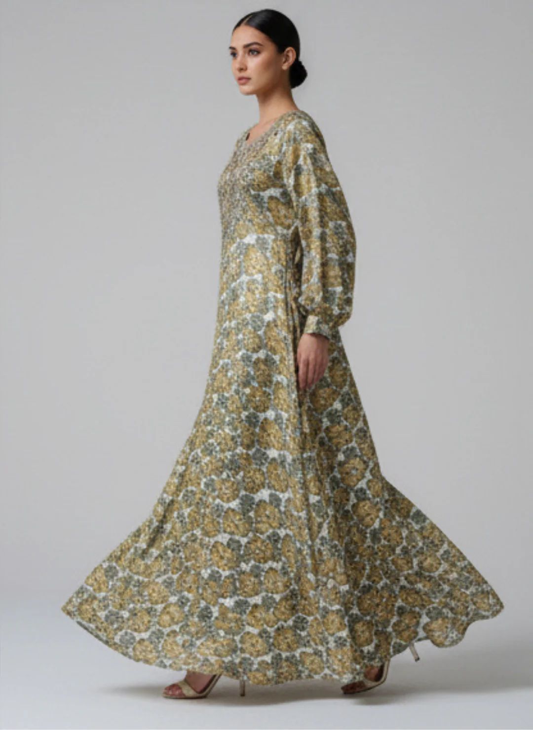 Elegant Floral Embroidered Mukhawar -Brown  (C8)