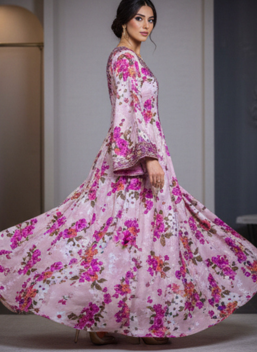 Luxury Embroidered Cotton Mukhawar with shaila ( B 2 CG, PINK)
