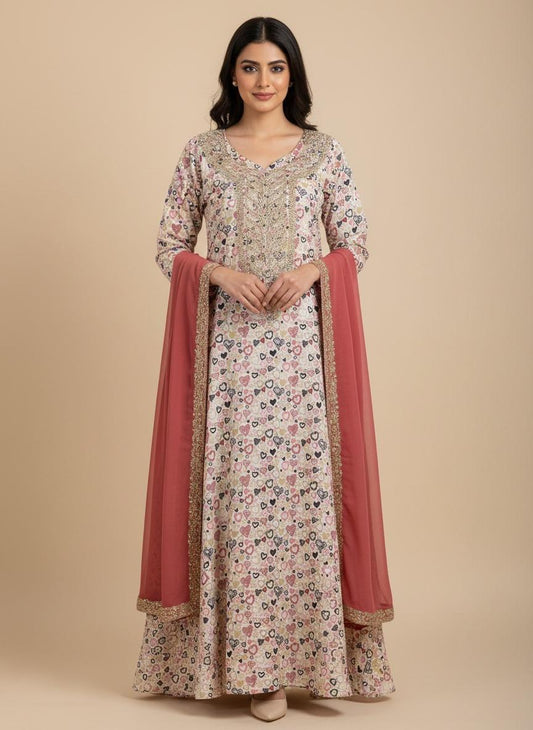 Designer Stone-Embellished Floral Mukhawar with Contrasting  Shaila - (A8)