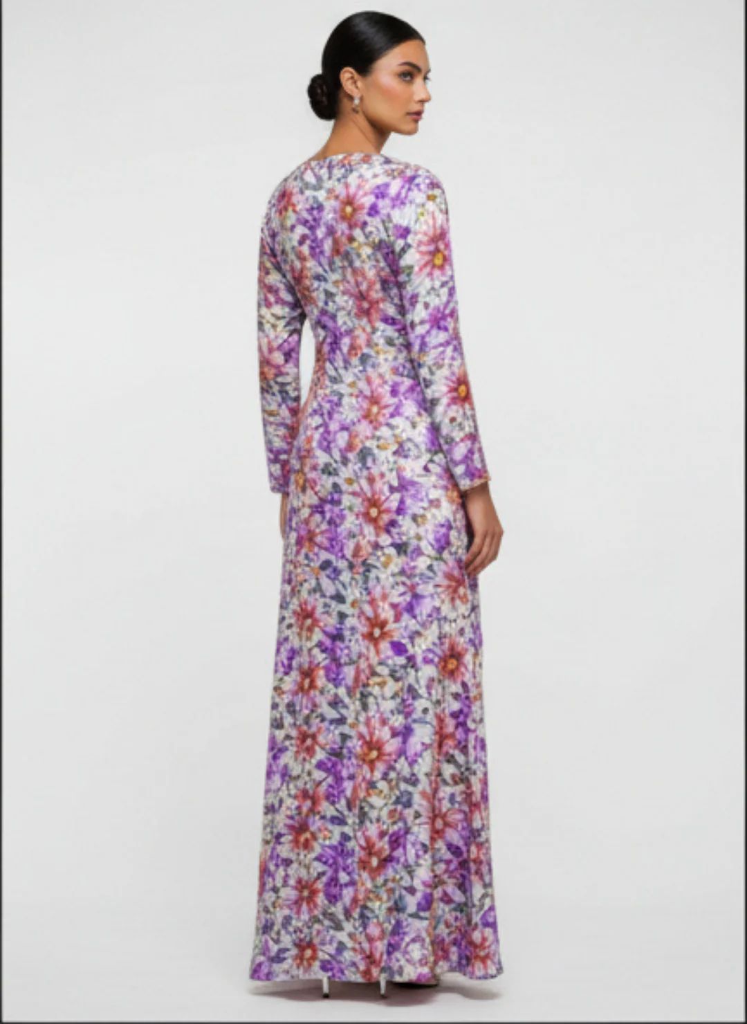 Elegant Floral Embroidered Mukhawar -White & Purple   (C6)
