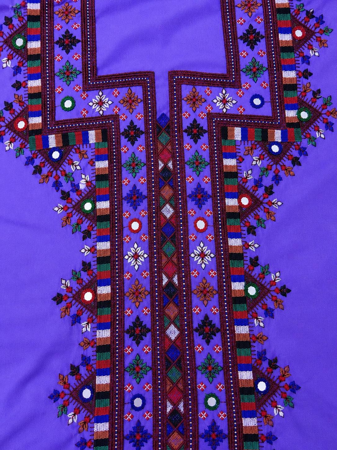 Mukhawar Luxury Hand Embroidered Outfit with Embellished Shaila –Violet Purple