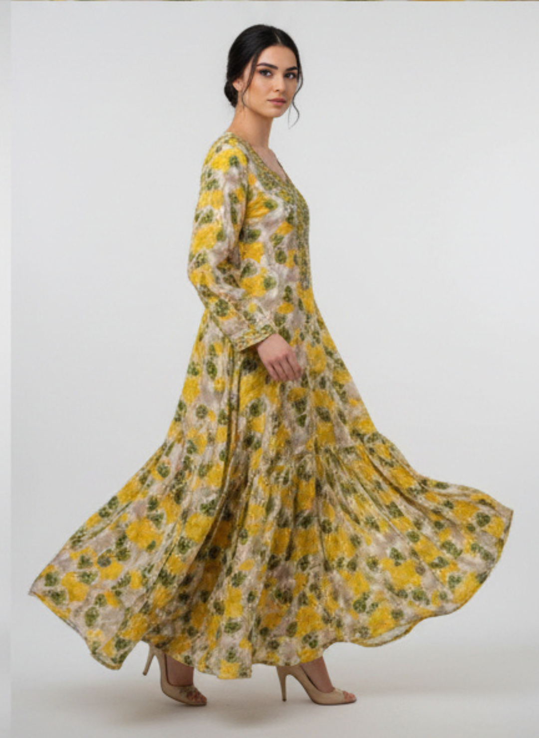 Luxury Embroidered Cotton Mukhawar with shaila (B8 yellow)