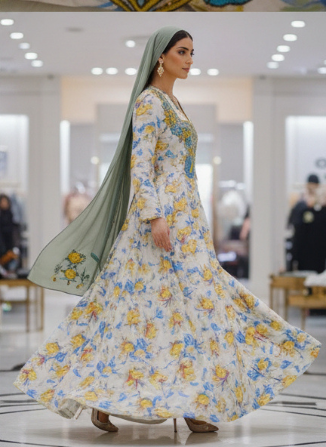 Luxury Embroidered Cotton Mukhawar with shaila (B6)