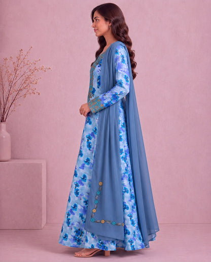Yasmeen Al Khaleej Mukhawar With Shela - Ice Blue – B 2
