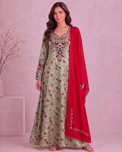 Yasmeen Al Khaleej Mukhawar With Shela - Vibrant Red  – B 4