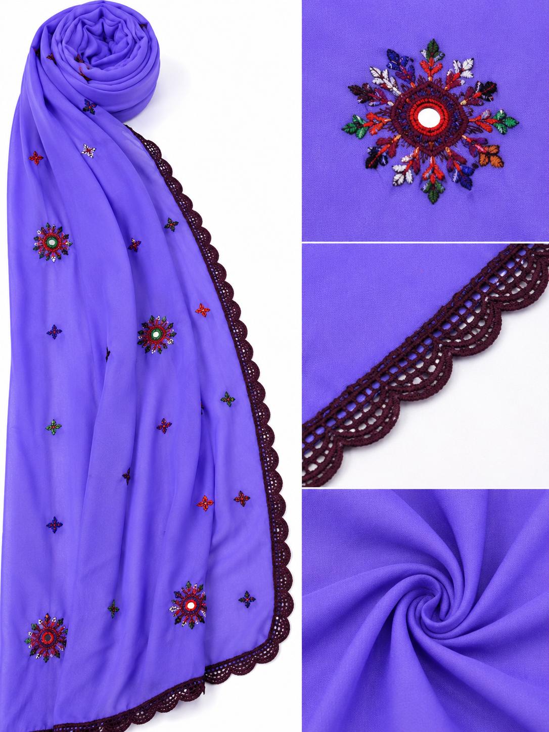 Mukhawar Luxury Hand Embroidered Outfit with Embellished Shaila –Violet Purple