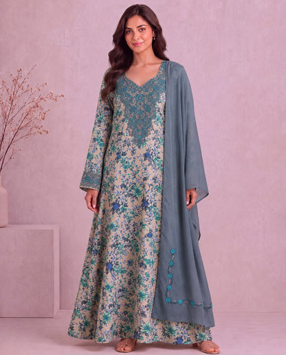 Yasmeen Al Khaleej Mukhawar With Shela - Sage Green – B 3