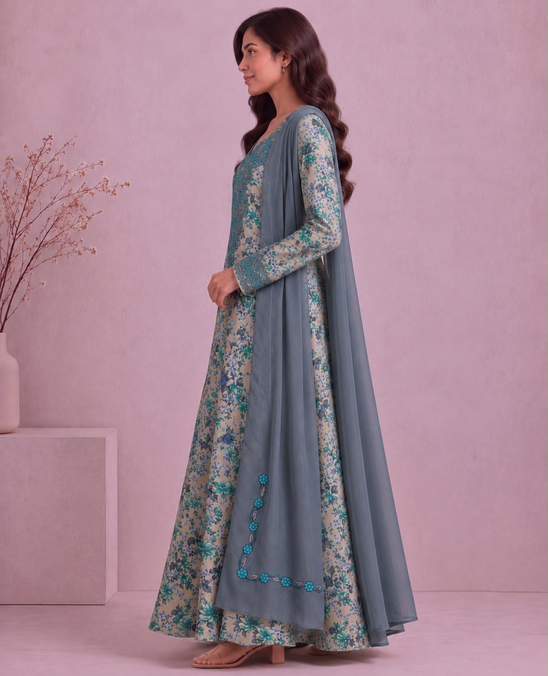 Yasmeen Al Khaleej Mukhawar With Shela - Sage Green – B 3
