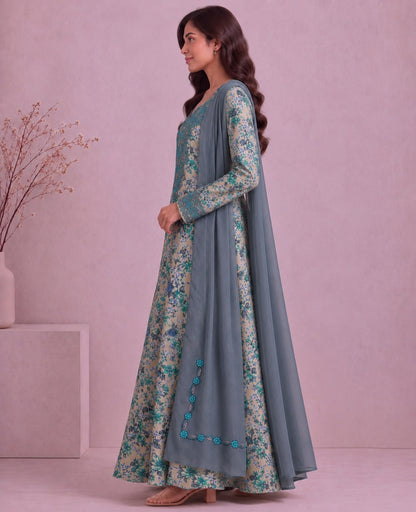 Yasmeen Al Khaleej Mukhawar With Shela - Sage Green – B 3