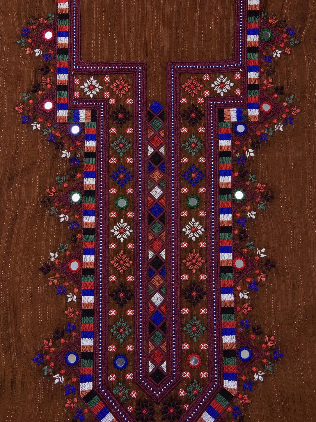 Mukhawar Luxury Hand Embroidered Outfit with Embellished Shaila –Chocolate Brown