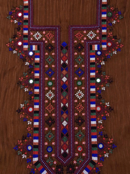 Mukhawar Luxury Hand Embroidered Outfit with Embellished Shaila –Chocolate Brown