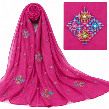 Ward Al Jouri Luxury Omani Mukhawar with Embroidered Shela – Fuchsia Pink