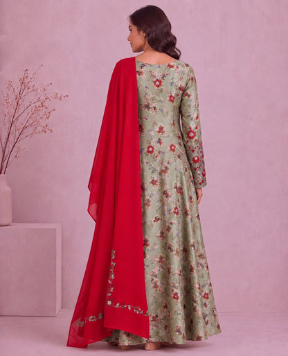 Yasmeen Al Khaleej Mukhawar With Shela - Vibrant Red  – B 4