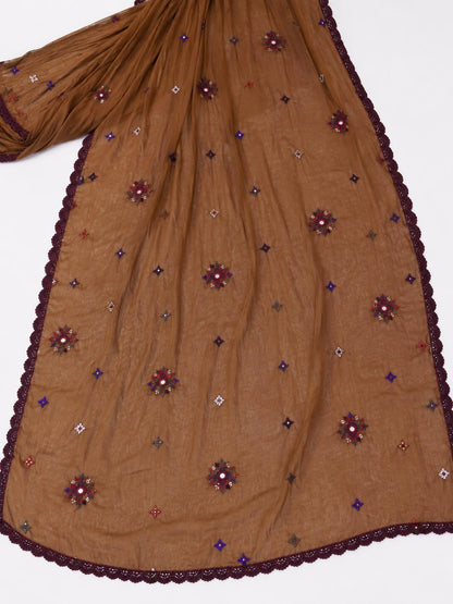 Mukhawar Luxury Hand Embroidered Outfit with Embellished Shaila –Chocolate Brown