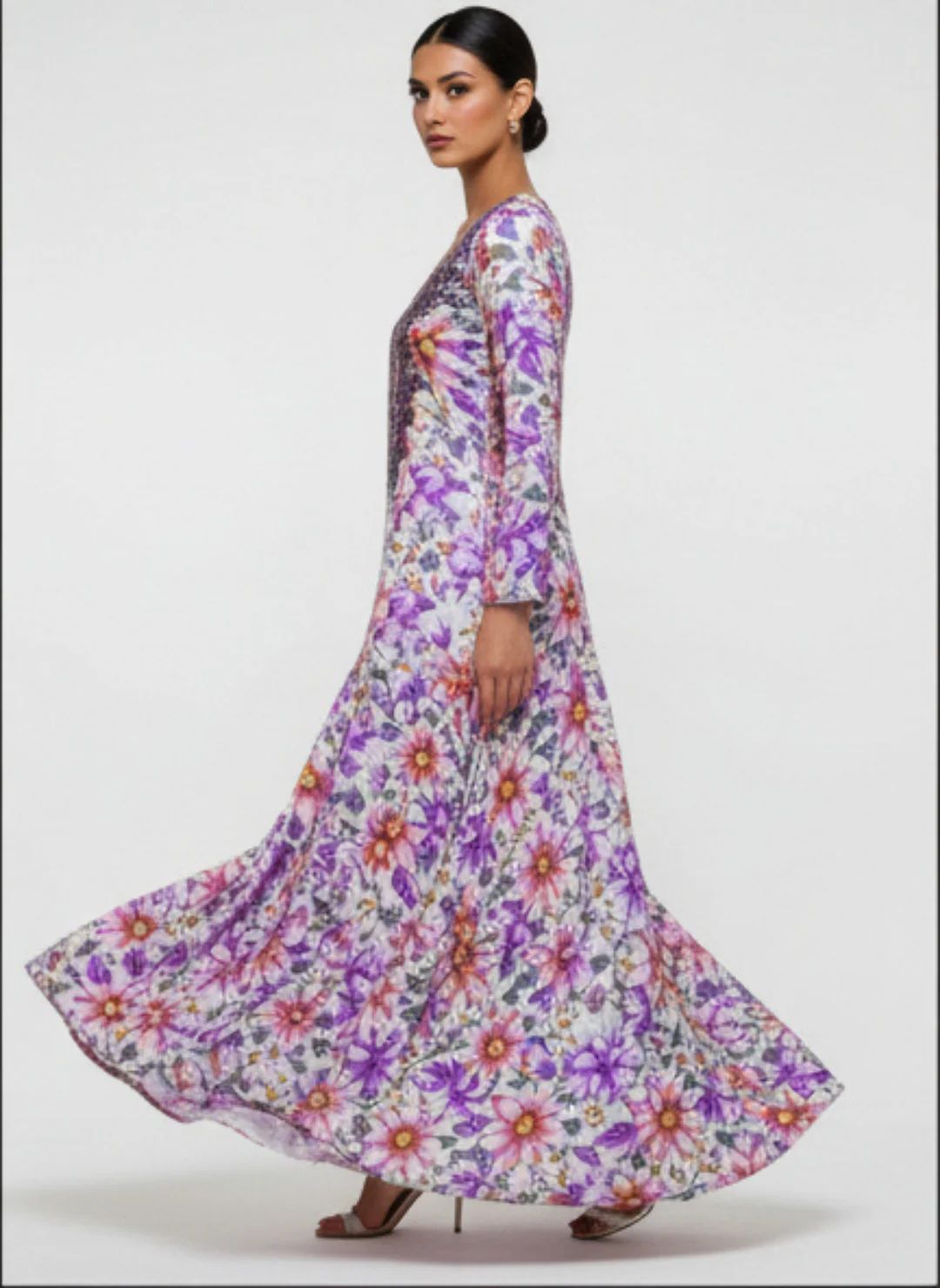 Elegant Floral Embroidered Mukhawar -White & Red  (C6)