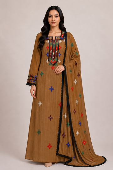 Noor Al Khaleej Luxury Hand Embroidered Mukhawar with Embellished Shaila –  | Premium Korean Crepe