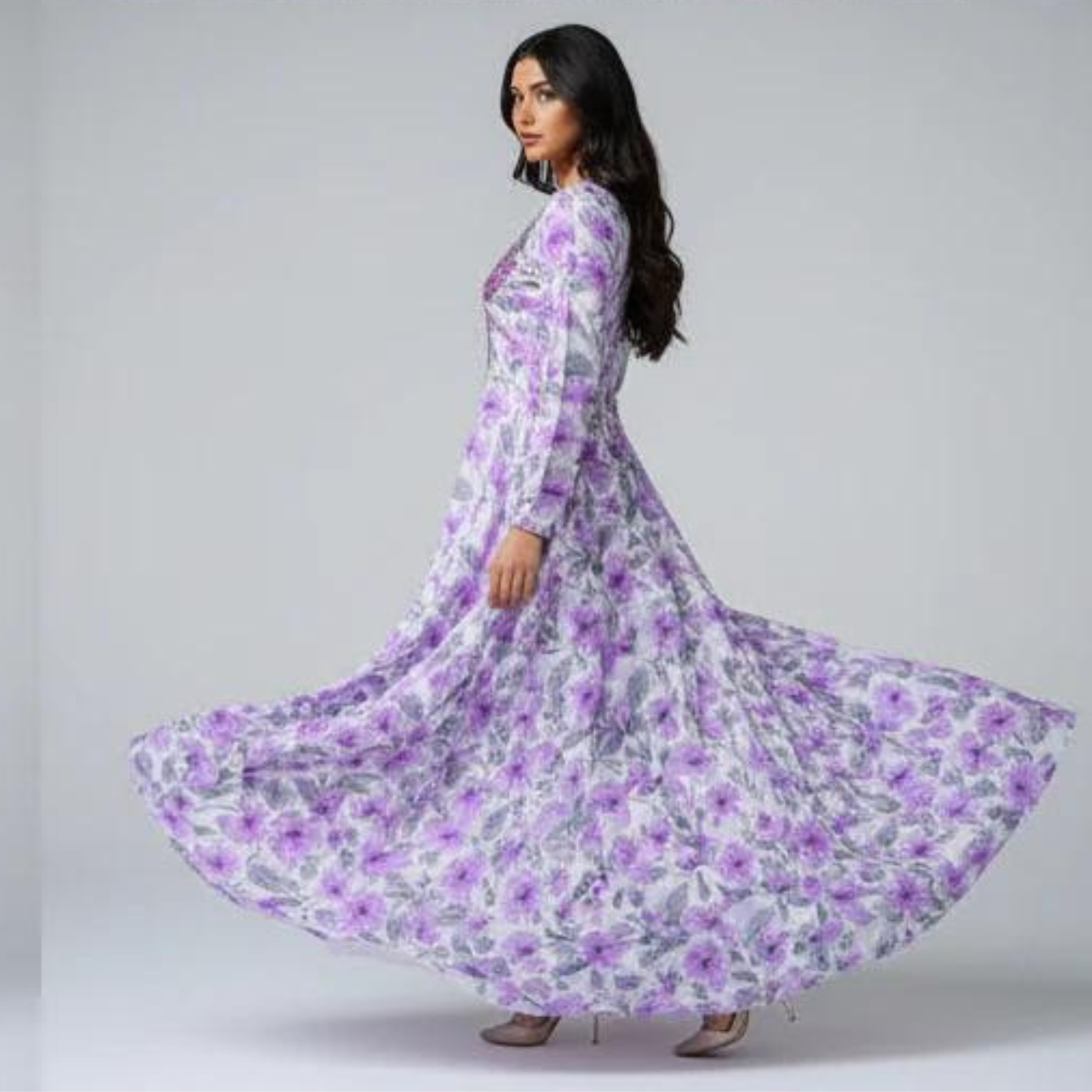 Elegant Floral Embroidered Mukhawar -purple  (C1)