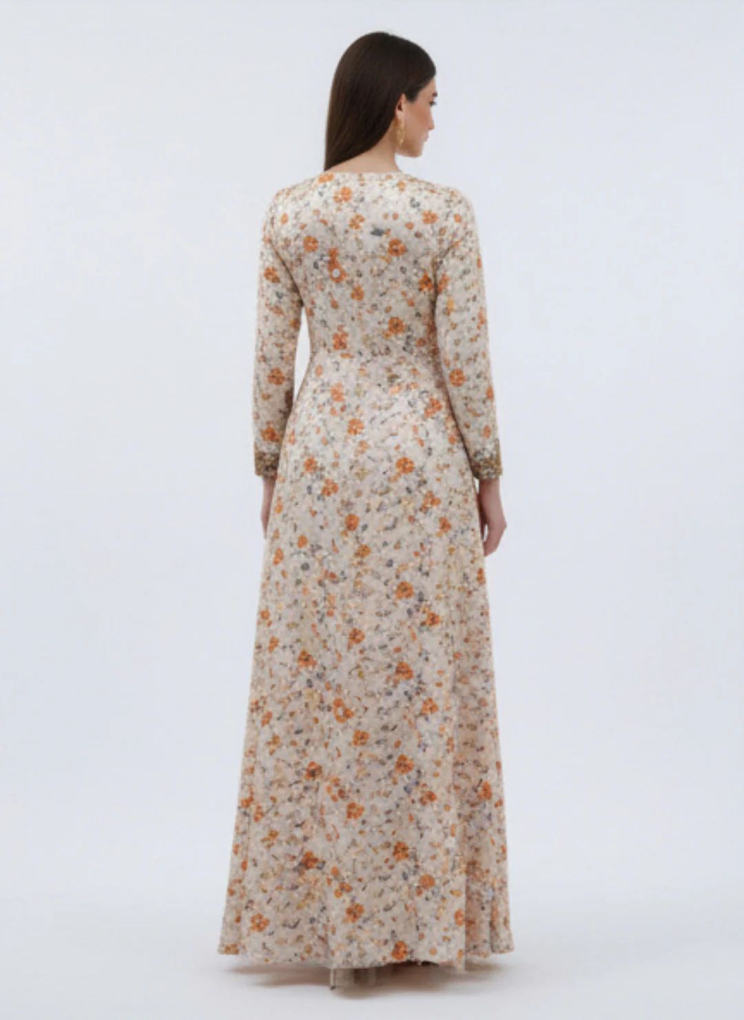 Elegant Floral Embroidered Mukhawar -Golden  (C7)