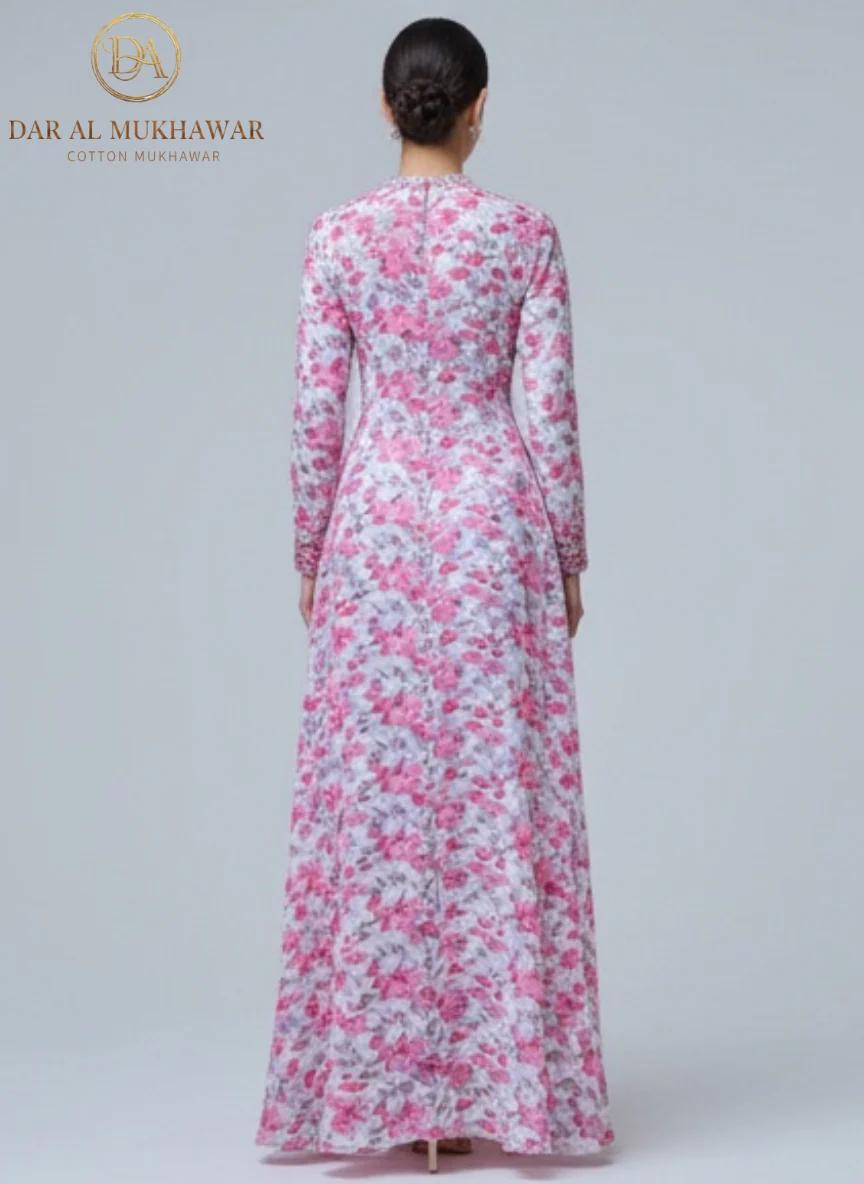 Elegant Floral Embroidered Mukhawar -pink (C1)