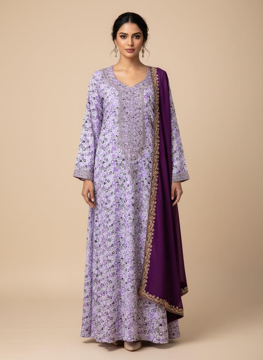 Designer Stone-Embellished Floral Mukhawar with Contrasting  Shaila - (A8)
