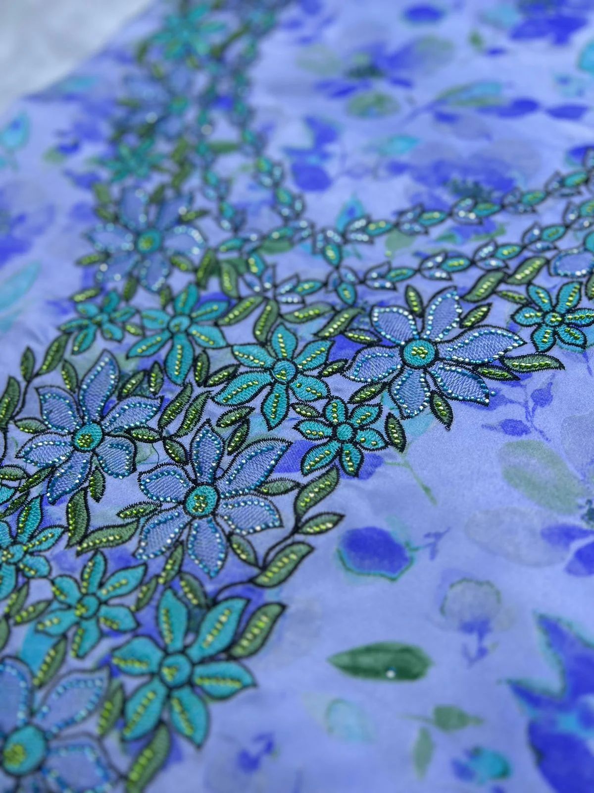 Elegant Floral Embroidered Mukhawar -Blue  (C6)
