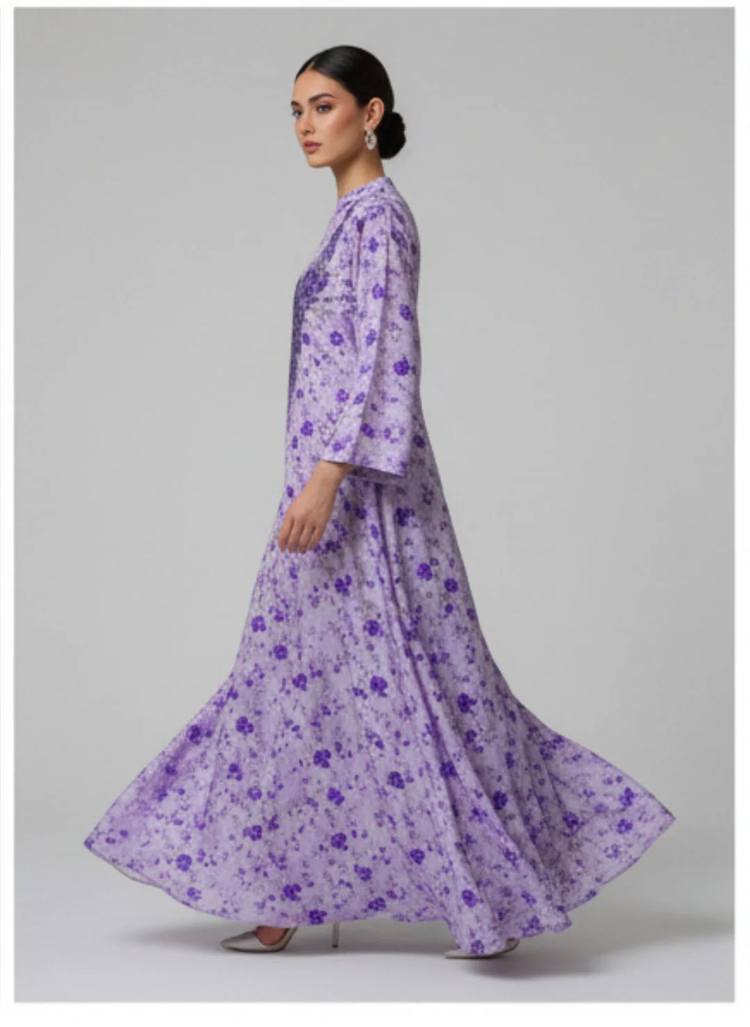 Elegant Floral Embroidered Mukhawar -Purple  (C7)