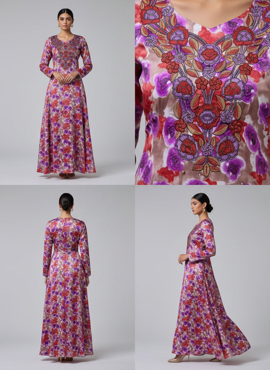Luxury Embroidered Cotton Mukhawar with shaila (B1 R,P)