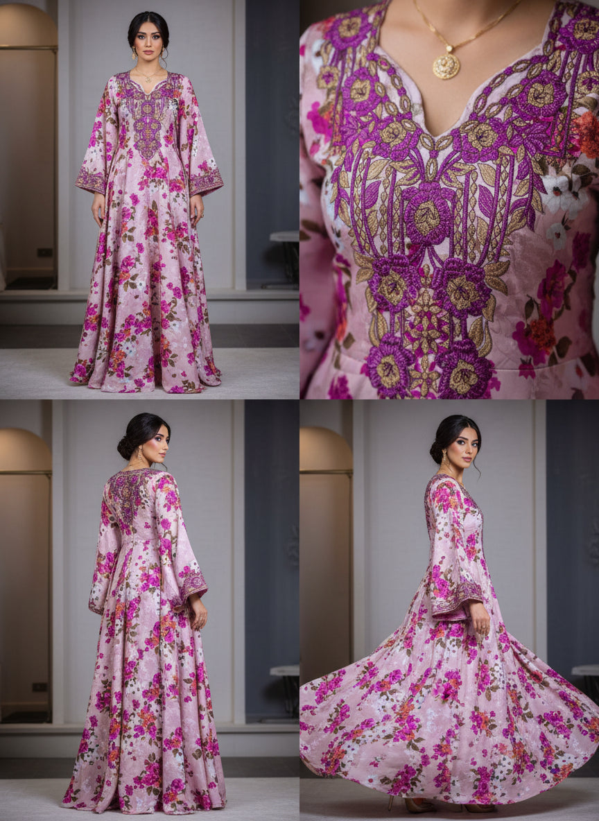 Luxury Embroidered Cotton Mukhawar with shaila ( B 2 CG, PINK)