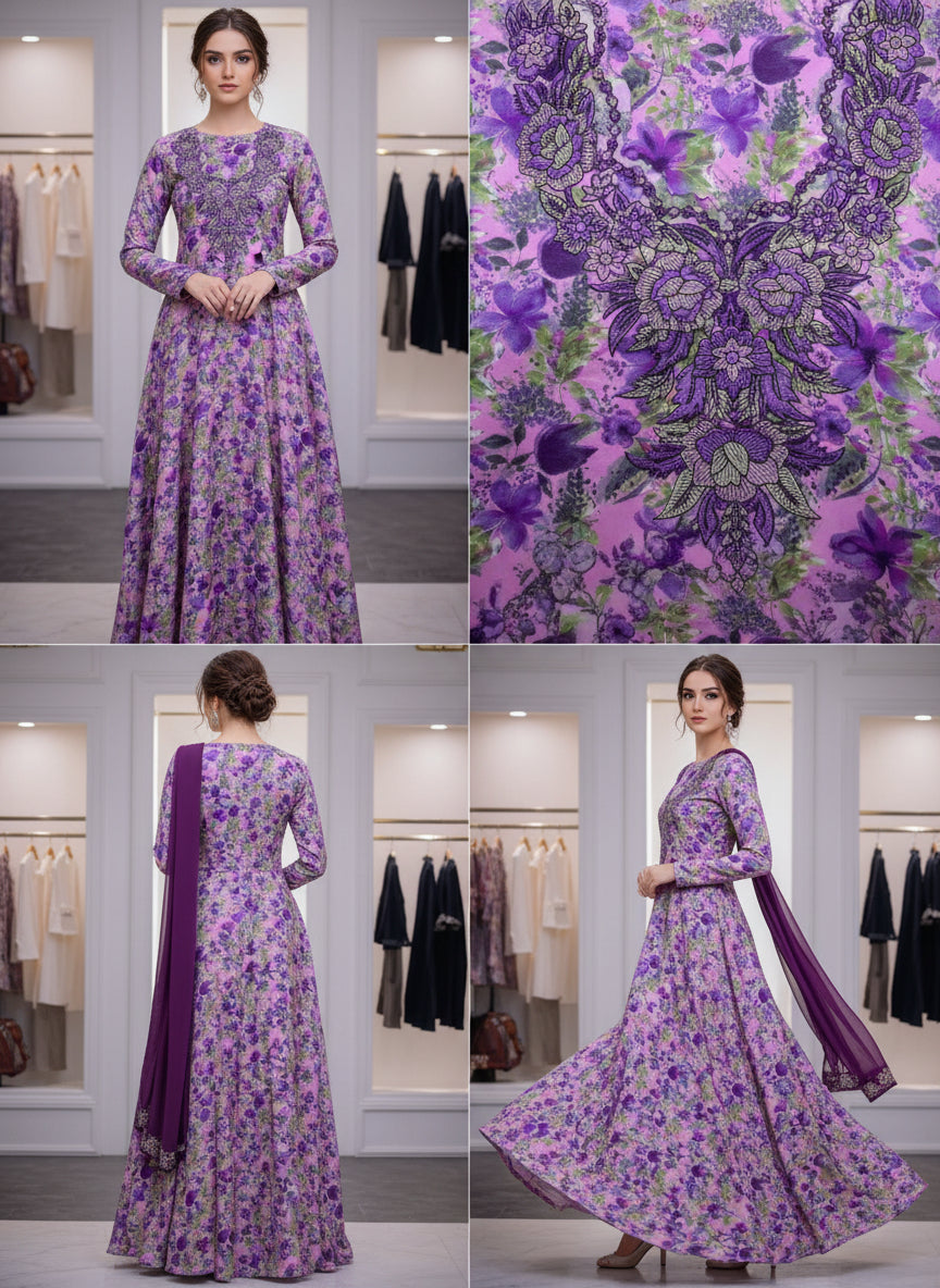 Luxury Embroidered Cotton Mukhawar with shaila (B5)
