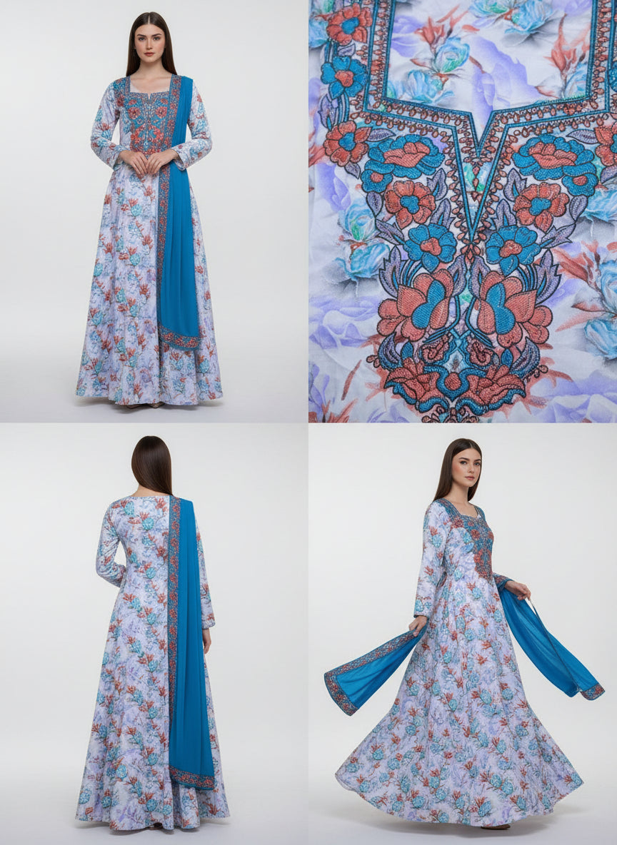Luxury Embroidered Cotton Mukhawar with shaila (B6)