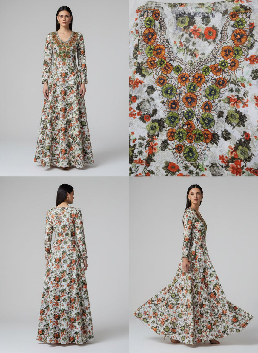 Luxury Embroidered Cotton Mukhawar with shaila (B7 O,R)