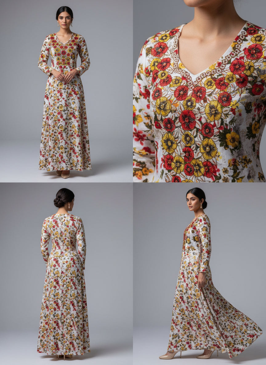 Luxury Embroidered Cotton Mukhawar with shaila (B7 O,R)