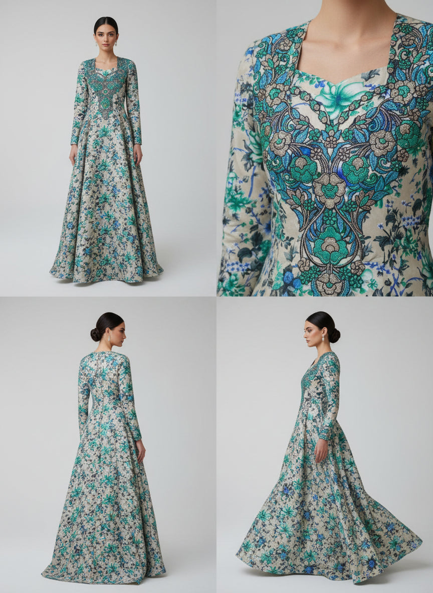 Luxury Embroidered Cotton Mukhawar with shaila (B4)
