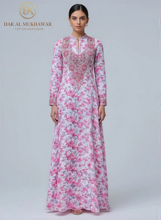 Elegant Floral Embroidered Mukhawar -pink (C1)
