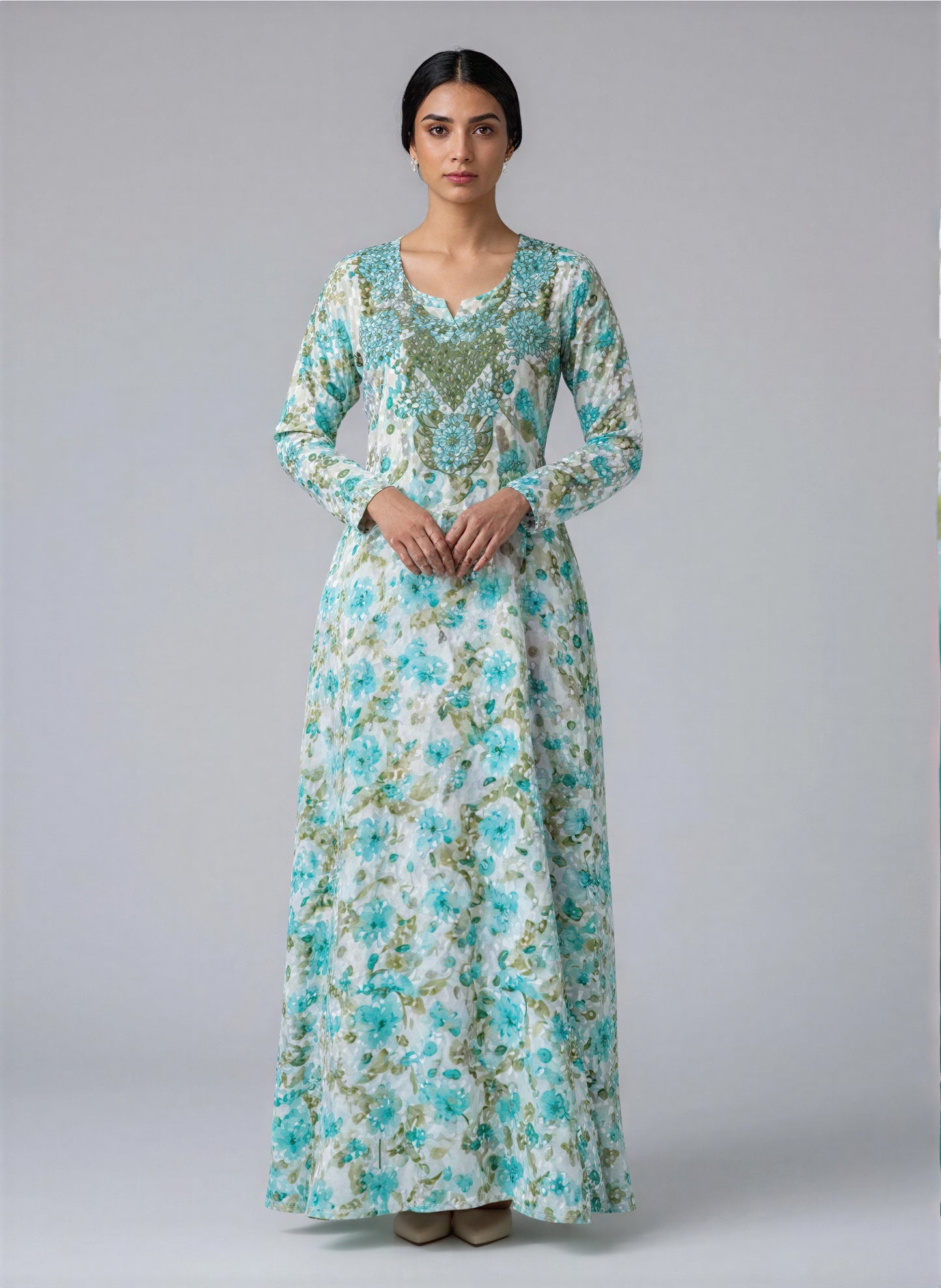 Elegant Floral Embroidered Mukhawar -C GREEN  (C1)