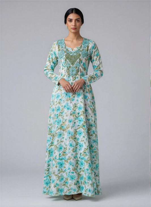 Elegant Floral Embroidered Mukhawar -C GREEN  (C1)