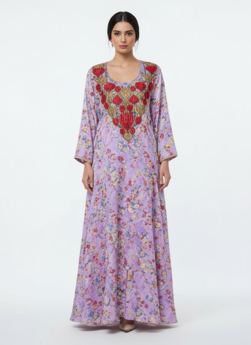 Elegant Floral Embroidered Mukhawar - RED & PINK (C2)