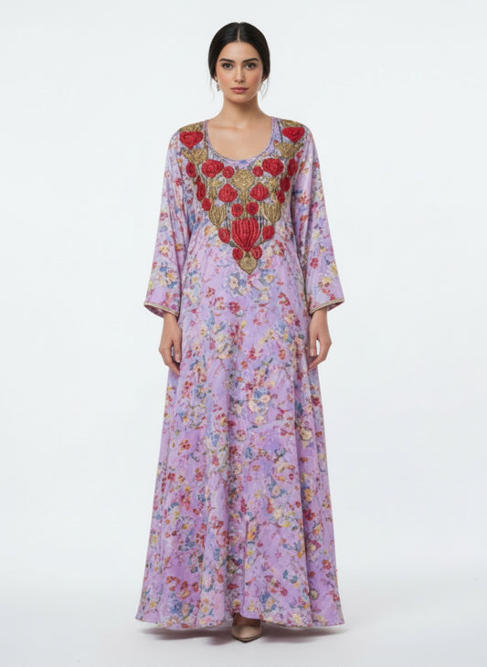 Elegant Floral Embroidered Mukhawar - RED & PINK (C2)