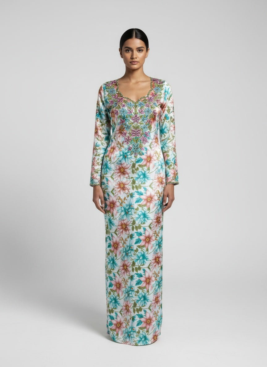 Elegant Floral Embroidered Mukhawar -Pink & Purple   (C6)
