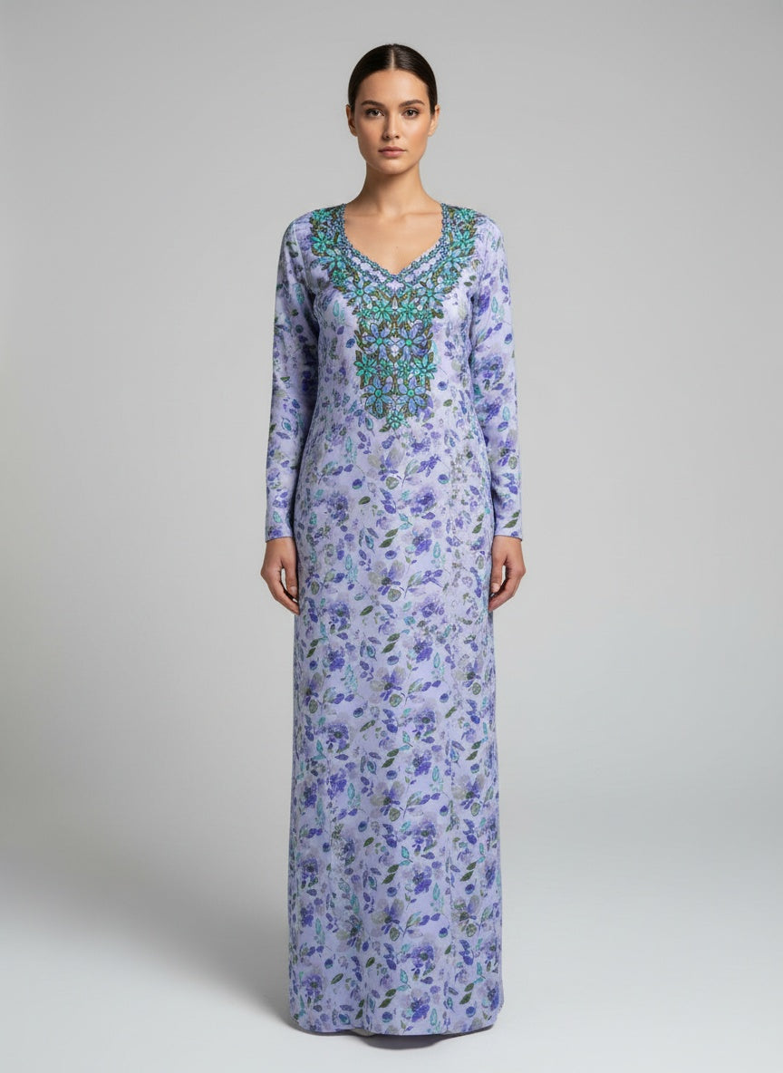 Elegant Floral Embroidered Mukhawar -Blue  (C6)