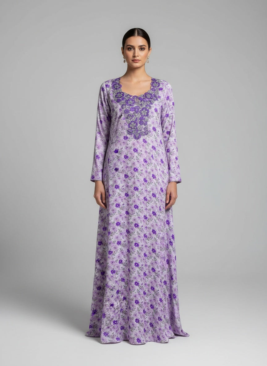 Elegant Floral Embroidered Mukhawar -Purple  (C7)
