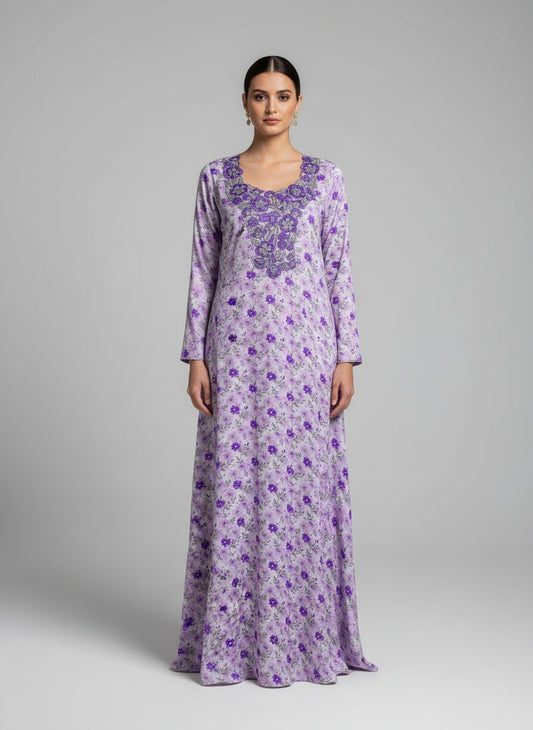 Elegant Floral Embroidered Mukhawar -Purple  (C7)