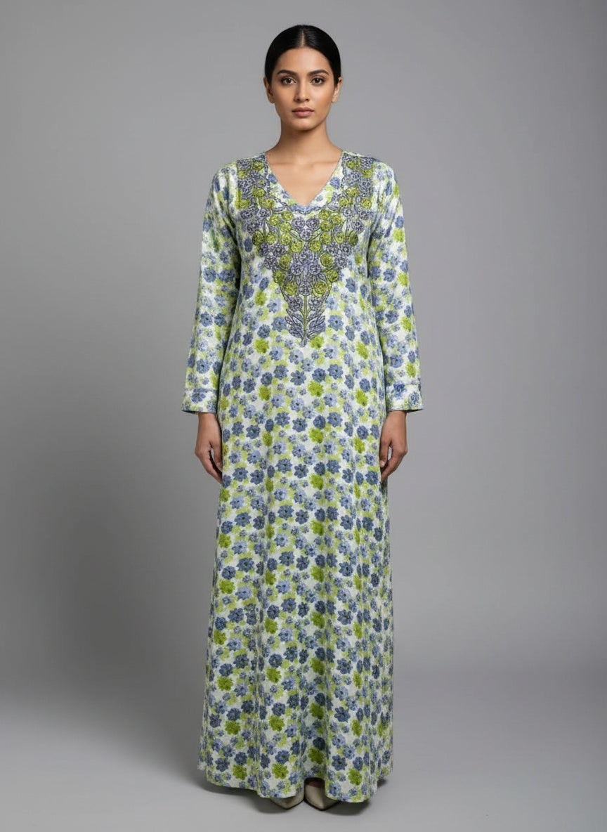Elegant Floral Embroidered Mukhawar -Green  (C8)